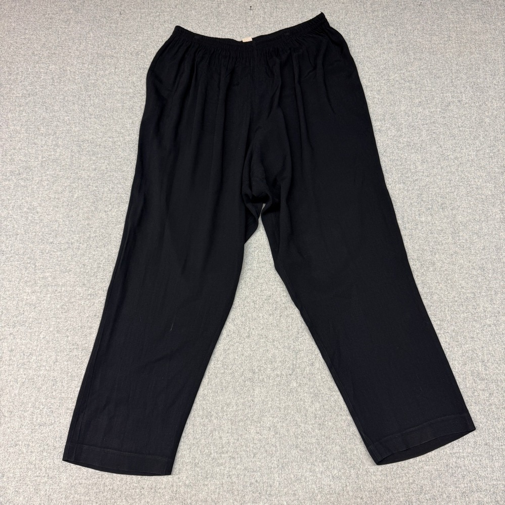 Vintage | Relaxed Elastic Waist Pants | XL | Black | Acetate Rayon Textured XL